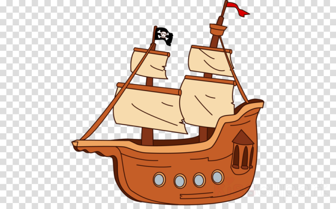 a cartoon pirate ship on transparent background