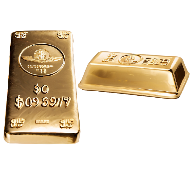 a gold bar next to a silver bar