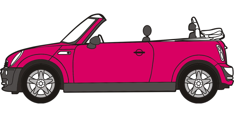 a pink convertible car