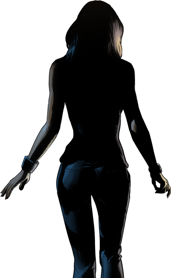 a silhouette of a woman in black and white