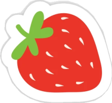 a strawberry sticker on a white background