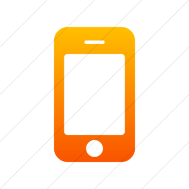 an orange phone with a white screen