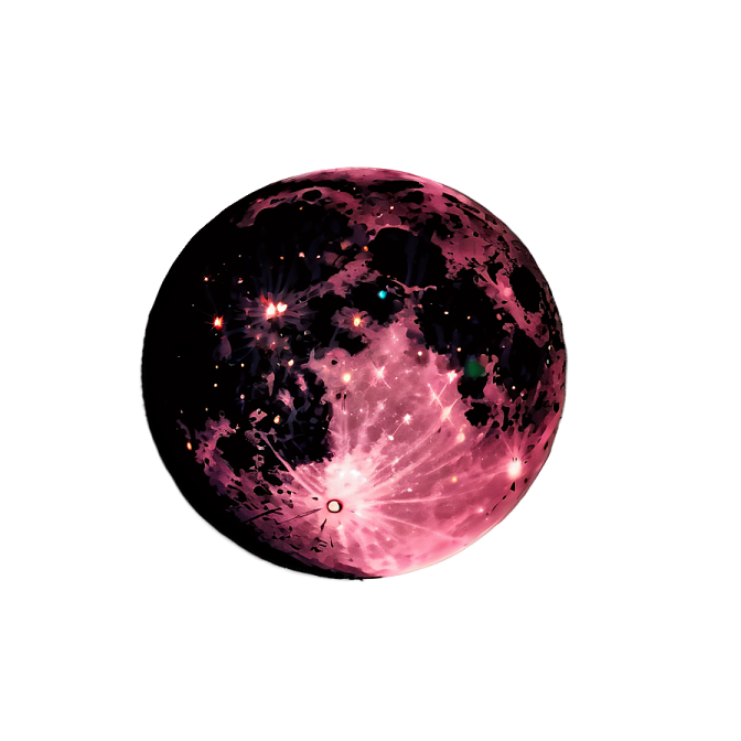 a pink moon with stars in the sky