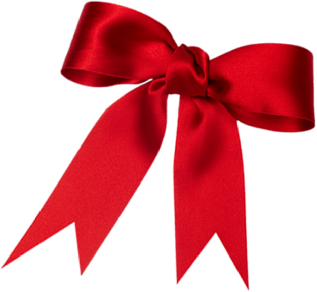 a red ribbon with a bow on it