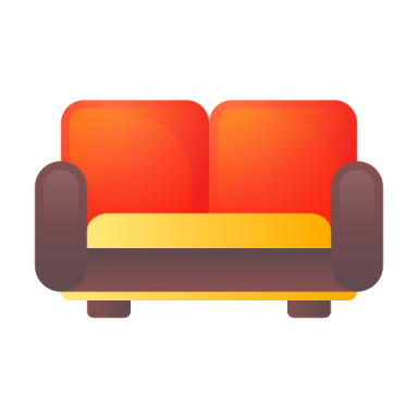 a red and yellow couch