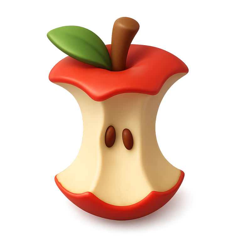 an apple with a green leaf on top