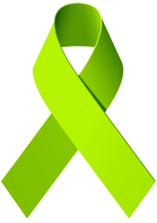 a green ribbon on a white background