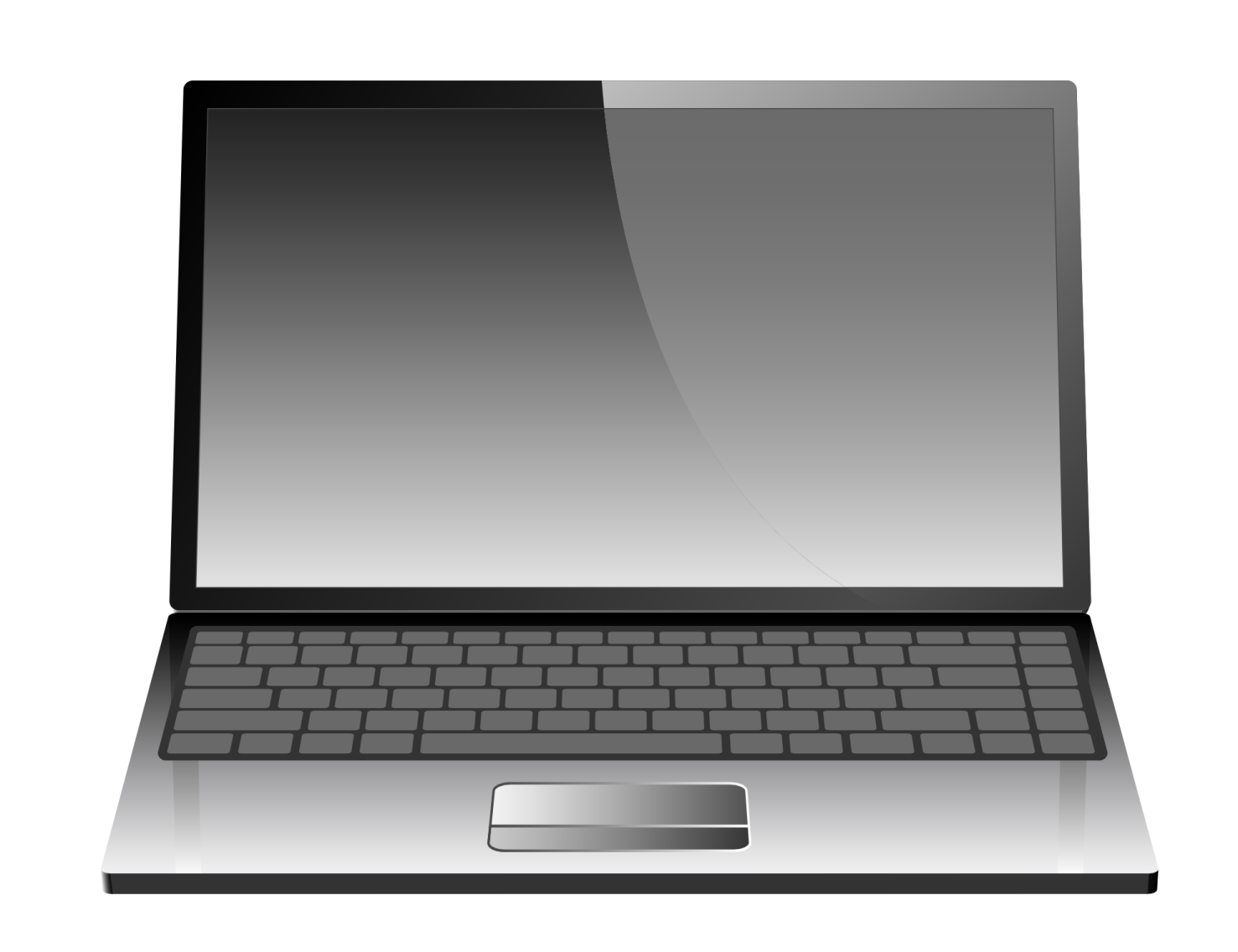 a laptop computer with a blank screen