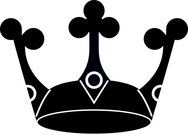 a black and white silhouette of a crown
