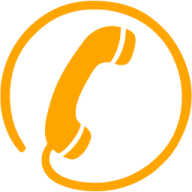 an orange phone icon with a white background