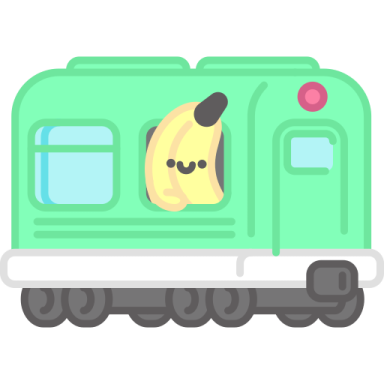 a green train with a banana on the side