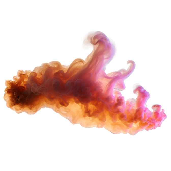 a red and orange smoke cloud on a white background