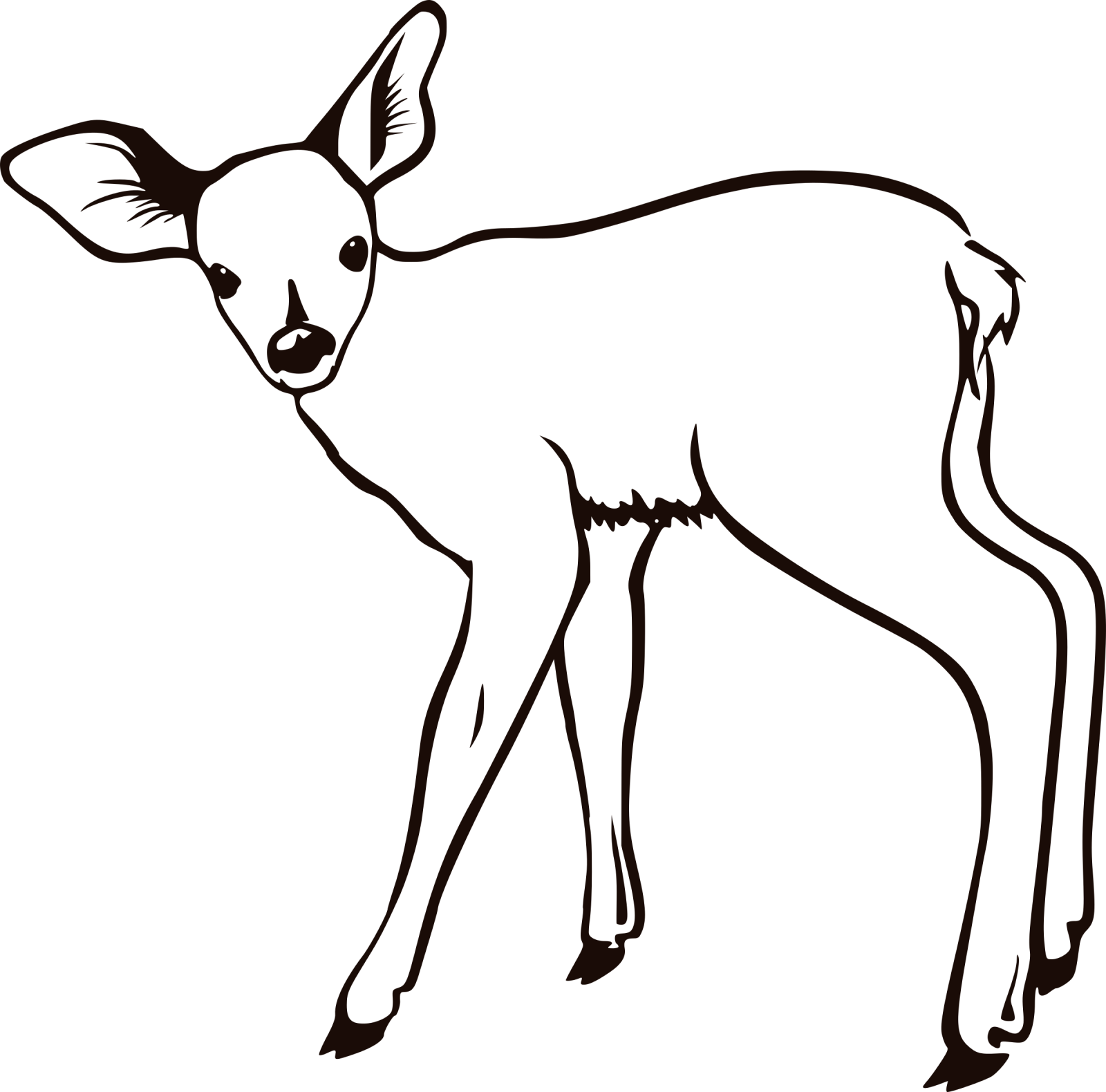a black and white drawing of a deer