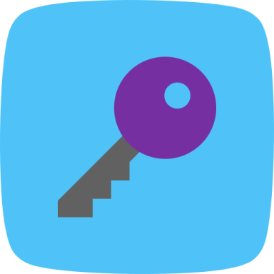 a blue square icon with a purple ball on it