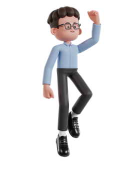 a 3d man in a blue shirt and black pants
