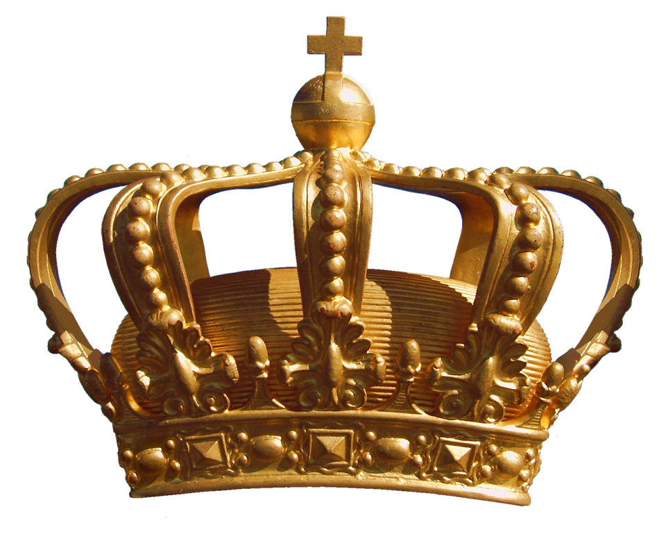 a gold crown with a cross on top