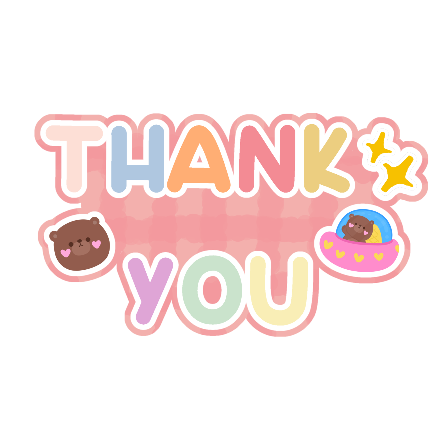 a pink thank card with the words thank you