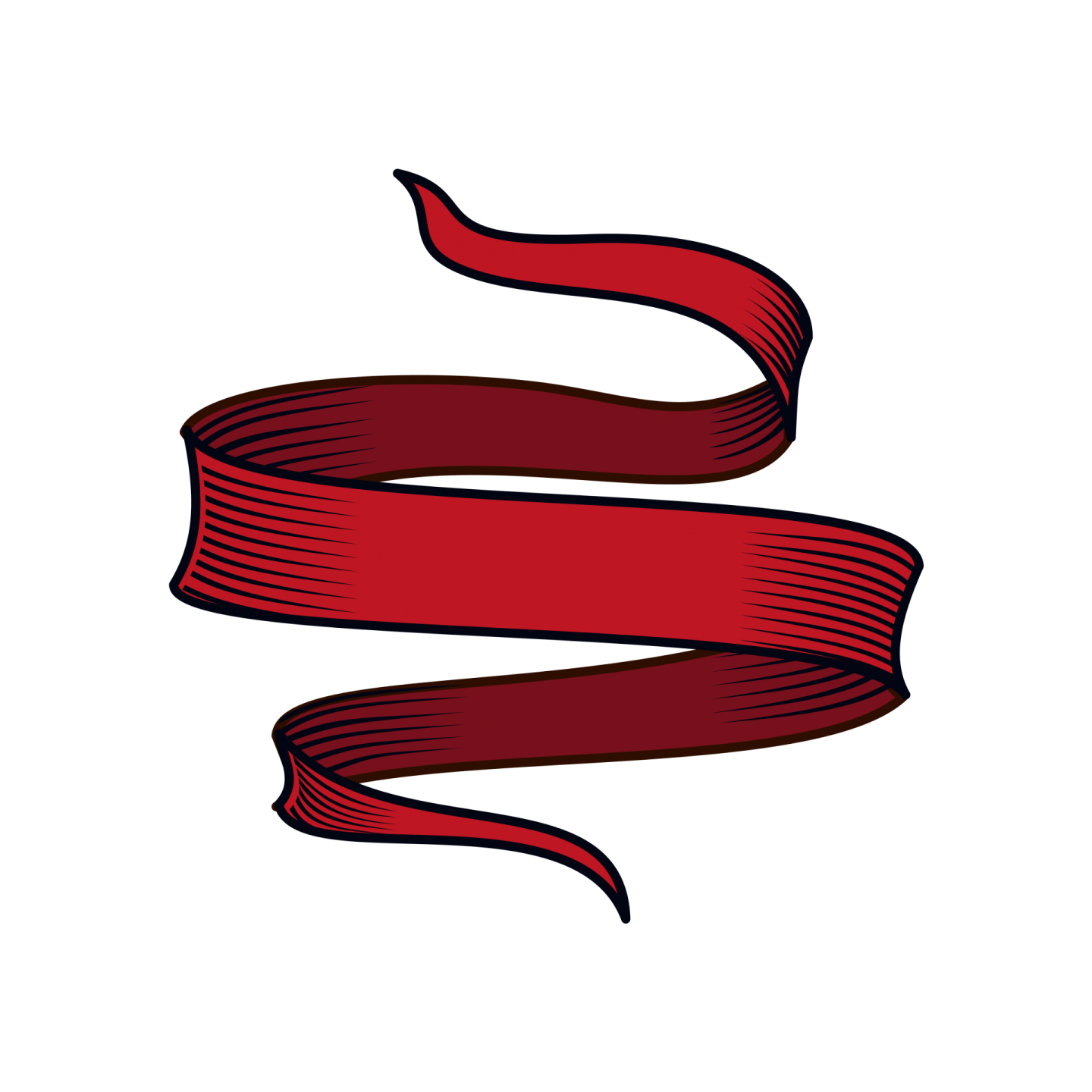 a red ribbon on a white background