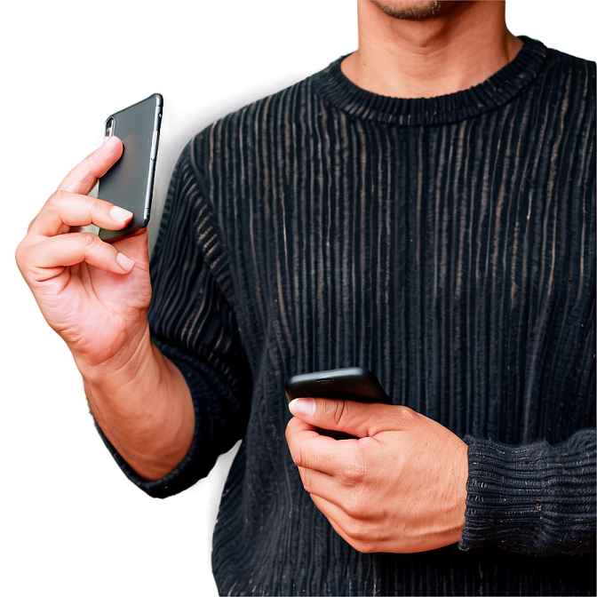 a man holding a cell and looking at his phone