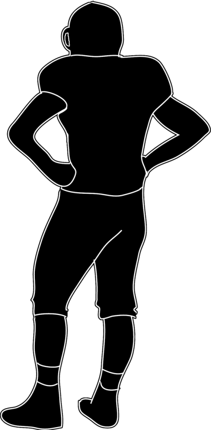 a black and white silhouette of a football player