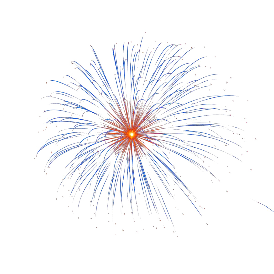 a blue and red fireworks on a white background