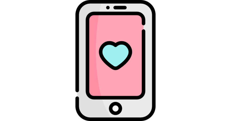 a smartphone with a heart on the screen