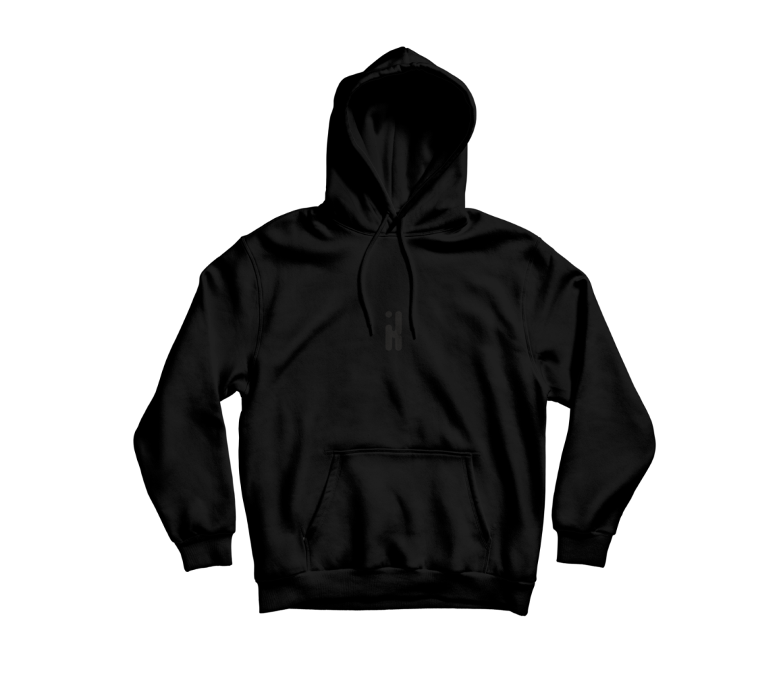 a black hoodie on a white background