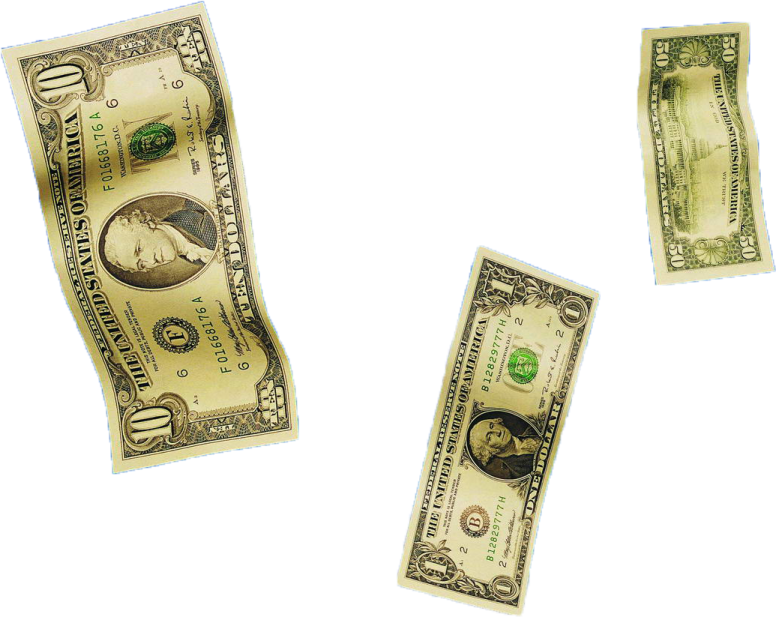three hundred dollar bills on a white background
