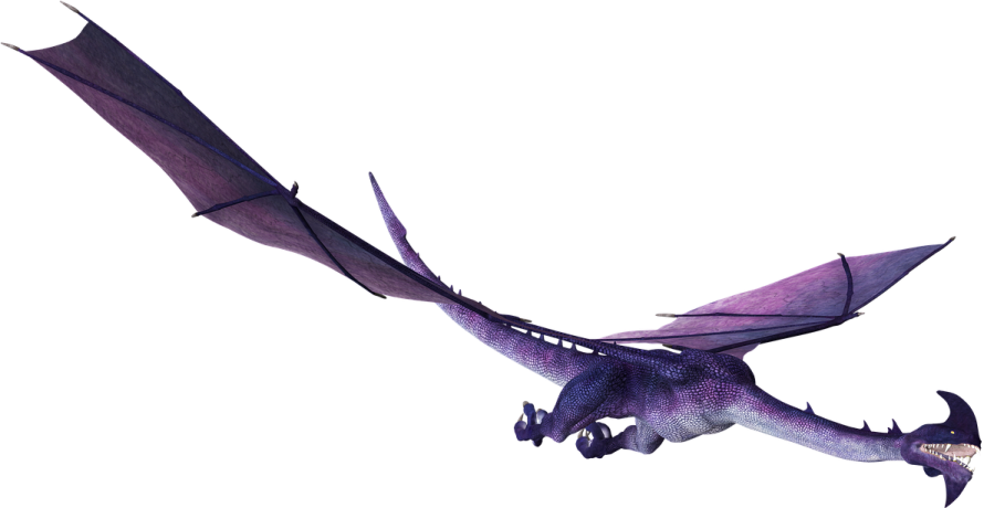 a purple dragon flying through the air