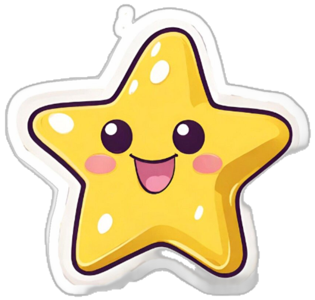 a yellow star sticker with a smiling face