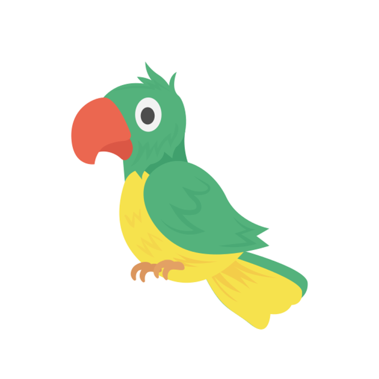 an illustration of a green and yellow parrot