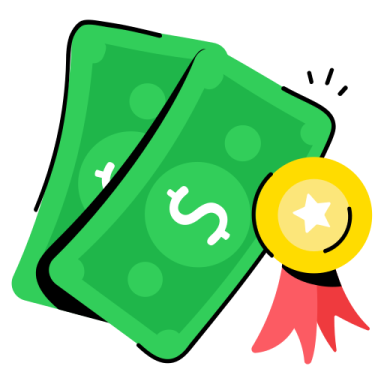 a green wallet with a gold medal on top