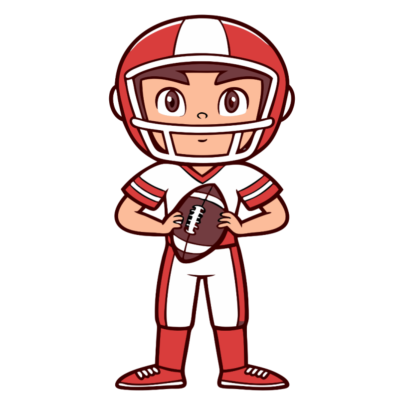 a cartoon of a football player holding a ball
