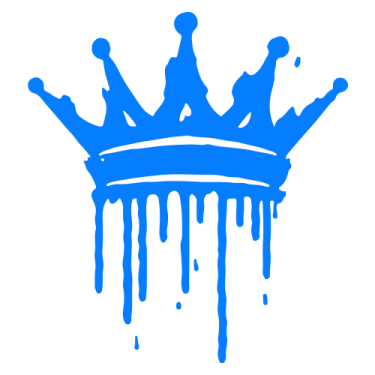 a blue crown on a white background