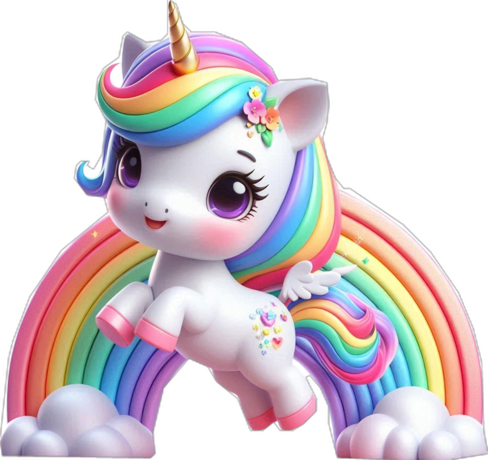 a little pony with a rainbow mane on its head