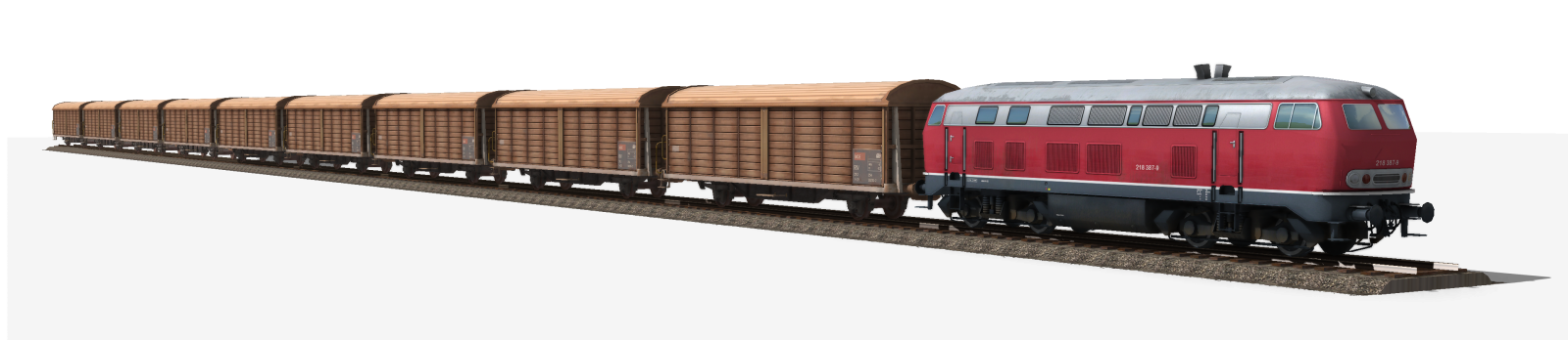 a red train car is on the tracks