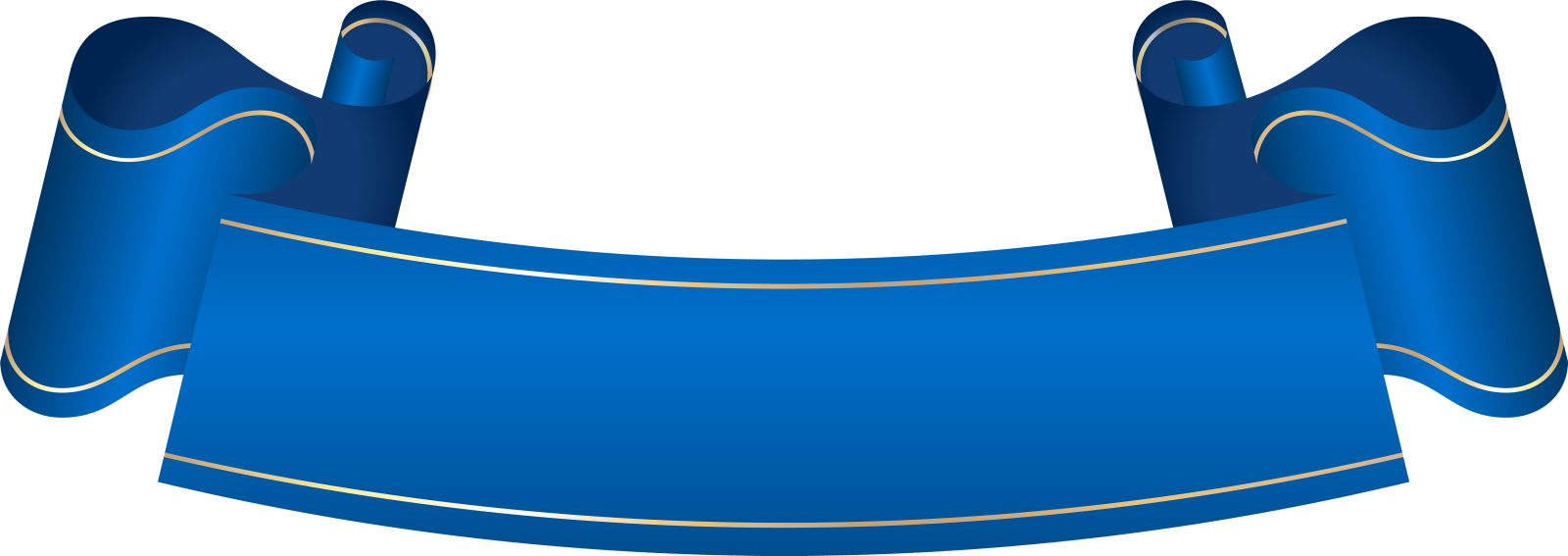 a blue ribbon with gold trim