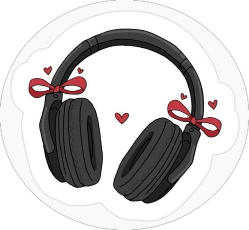 a pair of headphones with hearts on them