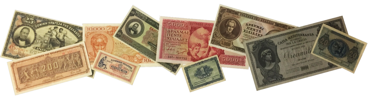 a collection of old and new bank notes