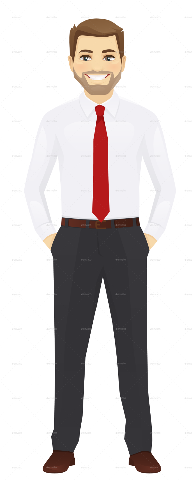 a man in a white shirt and red tie
