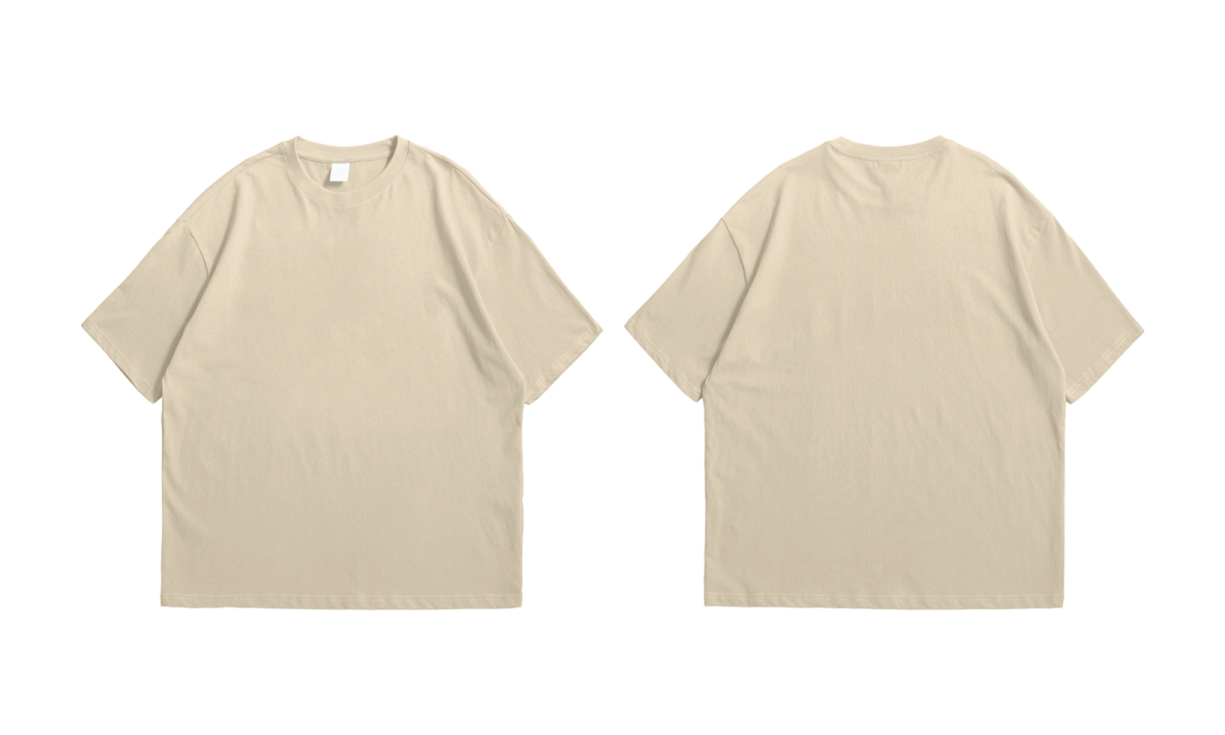 a picture of the back and front of a beige t - shirt