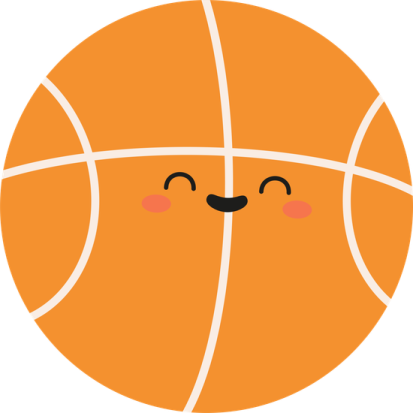 an orange basketball ball with a smiling face