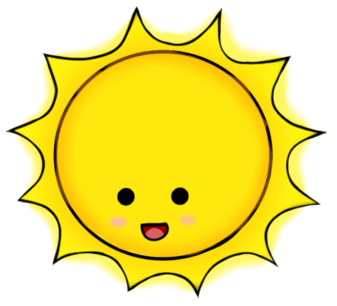 a cartoon sun with a happy face