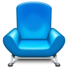 a blue chair on a white background