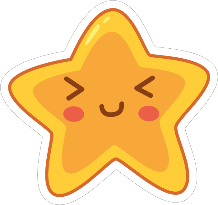 a yellow star sticker with a smiling face