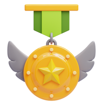 a medal with wings and a star on it