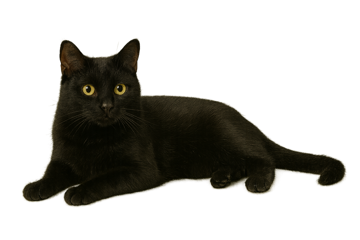 a black cat laying on the floor