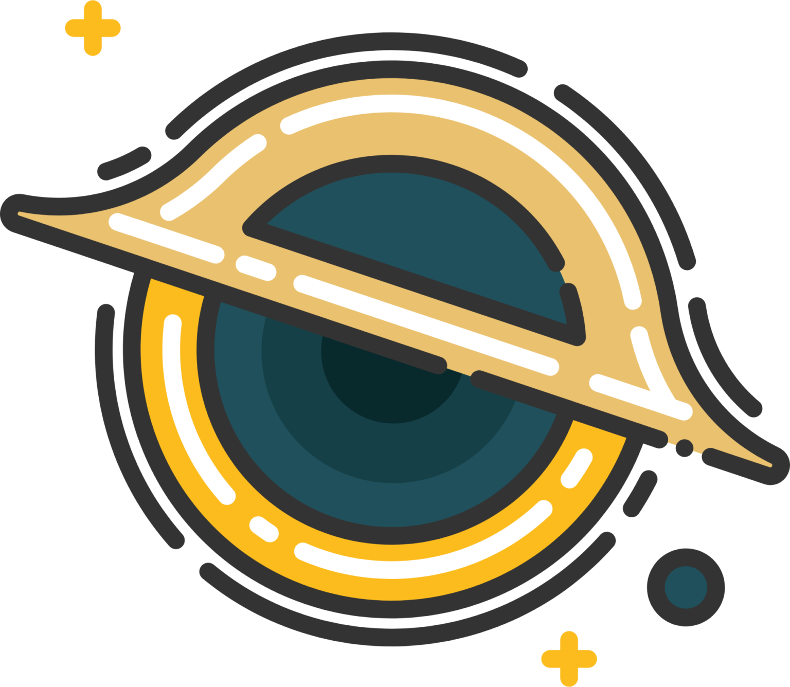 an image of a yellow and black circle with a pencil in it