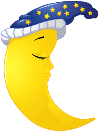 a smiling moon with stars on its head
