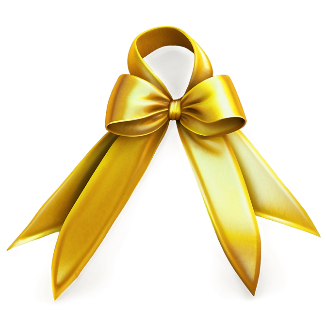 a yellow ribbon on a white background